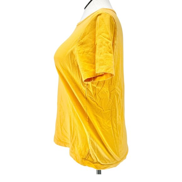 Woman Within T-Shirt Womens 14/16 M Yellow Short Sleeve Crewneck Cotton - Picture 8 of 8